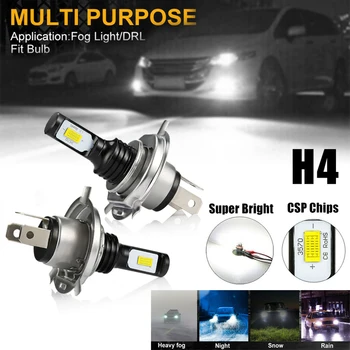 2 ADET H4 LED farlar Araba Far Oto Lambaları araba sis farları 80W 3570 2SMD araba ampülleri