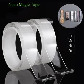 1/2/3 / 5m Nano Bant Yeniden Kullanılabilir Çift taraflı yapışkan Nano Traceless Bant Şeffaf Su Geçirmez duvar Anti Kayma Bandı