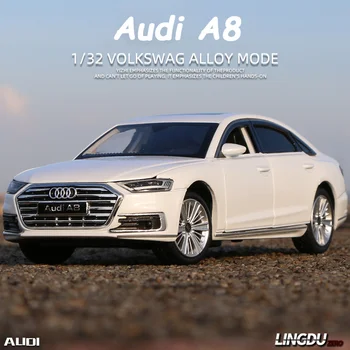 1/32 Audi A8 Alaşım Araba Modeli Diecast Metal Oyuncak Simülasyon Araçları ses ışık geri çekin 4 kapılar açık Koleksiyonu oyuncaklar çocuklar için