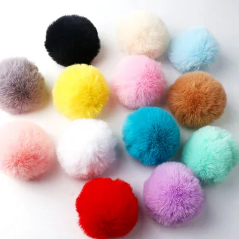 1 Adet 8cm Katı Tavşan Ponpon Anahtarlık Şapka Dıy Ponpon Dekorasyon Malzemesi Toptan ve Perakende Renkler Destek Mix ve Maç