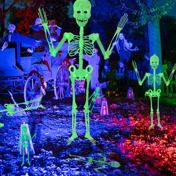 1 Adet Cadılar Bayramı Korku Aydınlık Kafatası Asılı İskelet Cadılar Bayramı Sahne Glow Evil Parti Bar için Açık Yard Bahçe Korkunç Dekorasyon