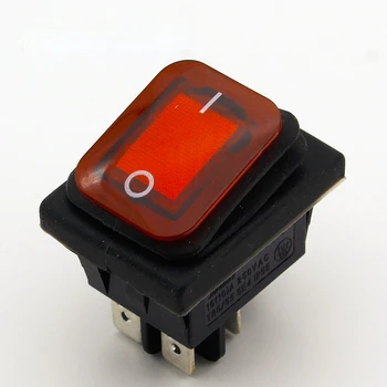 1 adet Kırmızı Su Geçirmez Mandallama Rocker Geçiş Anahtarı IP55 4Pin 2 Pozisyon AC250V / 16A LED ışıklı Sıcak Satış Düşük Fiyat