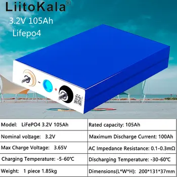 1 adet LiitoKala sınıf A YENİ 3.2 V 100Ah 105Ah lifepo4 pil hücresi 12V 24V Elektrikli RV Golf araba açık güneş enerjisi Şarj Edilebilir