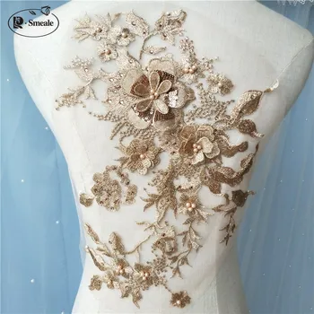 1 adet Tırnak Boncuk 3D düğün elbisesi Aplike DIY Gelin Headdress Dantel Yaka Dantel Kumaş Yama RS542