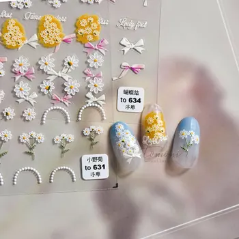 1 Sayfalık Güzel Sevimli Kabartmalı Ono Krizantem Yay-Düğüm Yüksek Kaliteli Tırnak Sticker Moda Yapışkanlı Sanat Tasarım Dekoratif Çıkartması