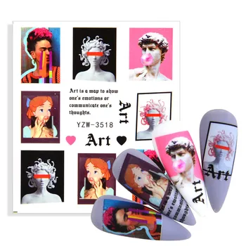 1 Sayfalık Seksi Bayan Yüz Çıkartmaları Tırnak Sticker Kızlar sevgililer Günü Su Transferi Kaymak Filigran Dövme Dekorasyon