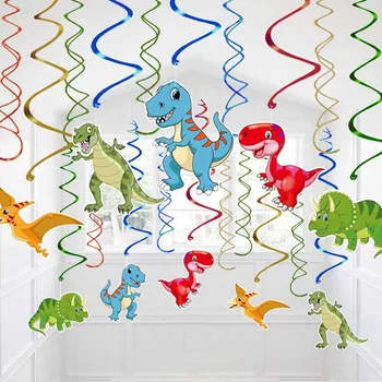 1 Takım Dinozor Parti Asılı Girdap Garland Çocuklar Mutlu Doğum Günü Tema Süslemeleri Jurassic Dünya Dino Bebek Duş Favor DIY Hediye