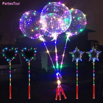 1 takım Led Glow Balon Kolu ile led ışık Up BoBo Balon çocuklar Doğum Günü Partisi Balon dekor oyuncak Yıldönümü Düğün Dekorasyon