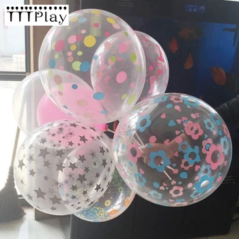 10 adet 12 inç Temizle Yıldız / Çiçek Romantik İnci Lateks Balonlar Şeffaf Helyum Topu Doğum Günü Düğün Parti dekorasyon balonları