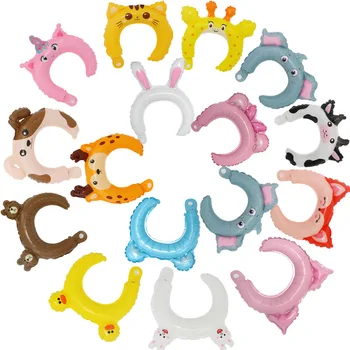 10 adet sevimli hayvan taç kafa bandı folyo balonlar kafa bandı balon mutlu doğum günü partisi dekorasyon çocuk oyuncakları
