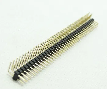 100 adet / grup 2.54 mm Çift Sıralı Erkek 2X40 SAĞ açı Pin Header Şerit Altın kaplama ROHS kaliteli