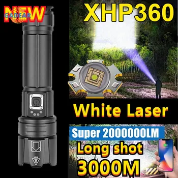 100w Beyaz süper güçlü LED El Feneri 3000 Metre Kullanımı 26650 Pil Tipi C Şarj Edilebilir Taktik Askeri Arama El Feneri