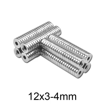 10~250 ADET 12x3-4 Güçlü neodimiyum mıknatıslar Disk 12x3mm Delik 4mm Küçük Çaplı Mıknatıs Yuvarlak Havşa Manyetik 12*3-4mm 12 * 3