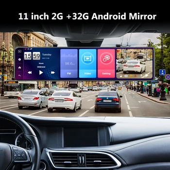 11 İnç 4G Dash kamera araba Android 8.1 GPS Navigasyon otomatik Video Kaydedici Dvr ADAS araba kara kutusu Çift kamera Uzaktan izleme