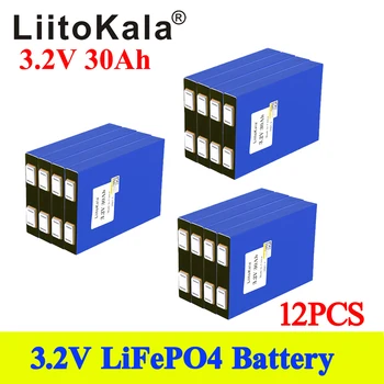 12 adet LiitoKala 3.2 V 30Ah LiFePO4 pil hücresi Lityum Demir Fosfat Derin Döngüsü Dıy 24V 36V 48V Rüzgar Enerjisi Sistemi RV Araba