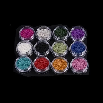 12 Kutuları/ Set Havyar Nail Art Boncuk Rhinestone Çivi Mikro Tırnak Kristal Top 3D Nail Art Süslemeleri 15 Renk seçimi