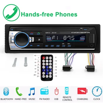 12V Bluetooth 1 Din Araba Radyo Autoradio Otomatik Stereo V2. 0 FM Aux Girişi Alıcı Telefon araba şarjı Ses SD USB MP3 MMC WMA