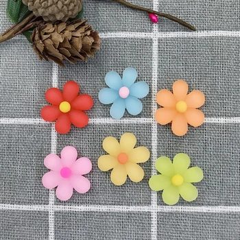 19mm 20 adet Şeffaf Buzlu Altı Petal Çiçek Reçine Aksesuarları 5 renkli Dıy çocuk Takı Dekoratif Çiçek Yama
