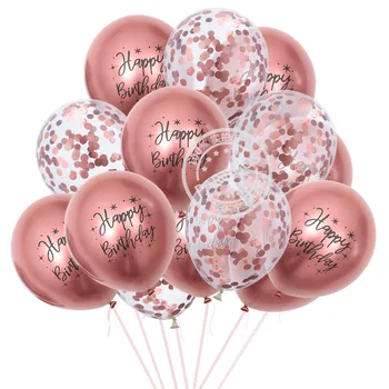 20 adet 12 inç Baskılı Mutlu Doğum Günü Balonlar Yetişkin Parti Süslemeleri çocuklar Altın Yeşil Lateks Balon Mix Konfeti Balon Globo