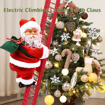 2022 Hediye Elektrikli Tırmanma Merdiveni Noel Baba Bebek Oyuncak Noel Süs Dekorasyon Ev İçin Noel Ağacı asılı dekorlar