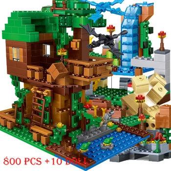 2022 YENİ Uyumlu Benim Dünya Minecraftinglys Yapı Köy Şehir Ağaç Ev Şelale Warhorse Tuğla Oyuncaklar Çocuk Hediyeler İçin