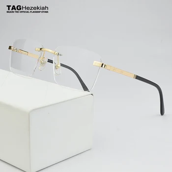 2023 yeni Marka Çerçevesiz gözlük kadın Kare Gözlük Çerçevesi erkekler miyopi bilgisayar gözlük çerçeveleri Vintage El Yapımı tasarımcı nerd