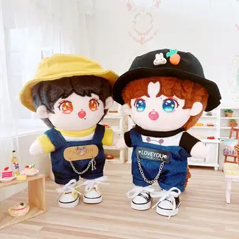 20CM oyuncak bebek giysileri Güzel Şapka + T-shirt + Şort + Ayakkabı Giyinmek Bebek Aksesuarları Serin Kore Kpop EXO ıdol Bebek Hayranları Hediye