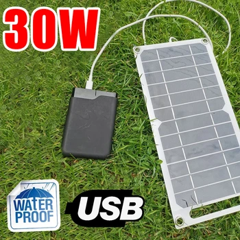 30W Taşınabilir GÜNEŞ PANELI 5V güneş panelı USB Güvenli Şarj Stabilize pil şarj cihazı Güç Banka Telefonu için Açık Kamp Ev