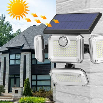 333LED açık güneş lambası çoklu kafa aydınlatma çim ışığı Hareket sensörü İnsan İndüksiyon 3 modları Spot bahçe ışıkları
