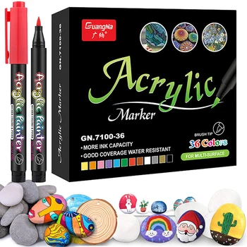 36 Renk Akrilik Boya Kalemleri Akrilik Fırça işaretleme kalemleri için Kaya Boyama, Taş, Seramik, Cam, Ahşap ,Tuval, DIY Kart Yapımı.