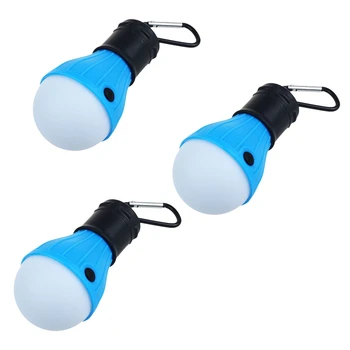 3X LED fenerler kamp dağcılık ampuller kamp yürüyüş balıkçılık acil durum ışıkları akülü (Karabina İle)