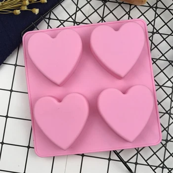 4 delik Mini kalp silikon kek kalıp Pişirme Kalıp Çikolata Dekorasyon Silikon Sabun Kalıpları