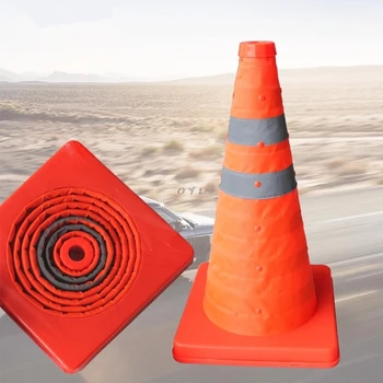 42cm Katlanır Yol Güvenliği Uyarı İşareti trafik konisi Turuncu Yansıtıcı Bant