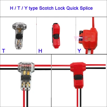 5 ADET 24-20AWG kablo tel Scotch Kilidi Hızlı Bağlantı H/T / Y tipi 1pin / 2pin Konnektörler Terminalleri Sıkma elektrikli araba Ses