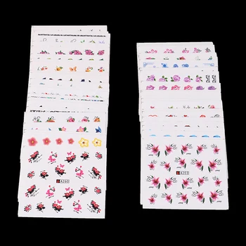 50 adet Filigran Kaymak Tırnak Çıkartmalar Çıkartması Çiçek dekoratif kelebek Manikür Yapışkanlı Ucu Su Transferi Dövme
