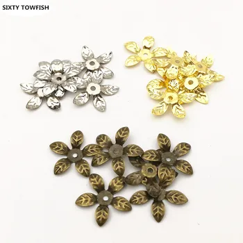 50 adet / grup 15mm Altın renk / Antik bronz Metal Telkari Çiçekler Dilim Charms bankası Ayarı DIY Takı Bileşenleri Bulguları
