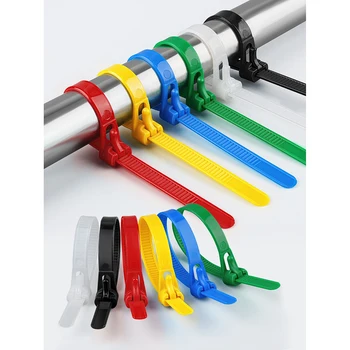 50 ADET Serbest Bırakılabilir kablo bağı s Renkli Plastik Yeniden Kullanılabilir kablo bağı s Naylon Döngü Wrap Zip Paket Bağları T tipi kablo bağı Tel