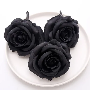 50 Adet Simülasyon Siyah Gül Çiçek Kafa Sahte Çiçek Dıy Dekorasyon Malzemesi Otel Düğün Kemer Zemin Dekor Fotoğraf Sahne