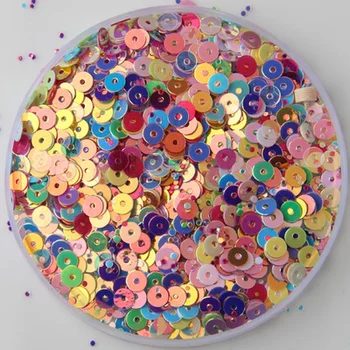 50g 4mm Düz Yuvarlak Gevşek Payetler Paillettes Dikiş DIY Aksesuarları PVC El Sanatları Altın Parlak Mix Parlayan Renkler Konfeti