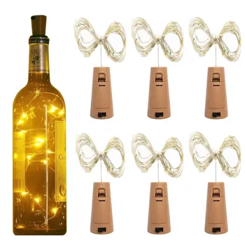 6 adet LED Şarap Şişesi Mantarı Dize İşıklar Noel Süsler Led Garland Peri İşıklar Noel Ağacı Düğün Parti Dekorasyon için