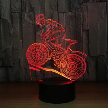 7 Renk Lamba USB 3D LED lamba dağ bisikleti 3D gece ışıkları uyku lambası ev dekorasyon olarak yeni yıl Hediye arkadaşlar için
