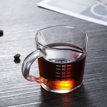 70ml İsıya dayanıklı Cam Ölçüm Fincan Jigger Espresso Kahve İçin Çift ağızlı Ons Fincan Küçük süt kupası Ölçekli Drinkware