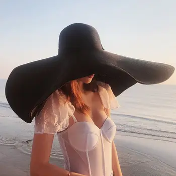 80CM Çaplı Büyük plaj şapkaları Kadınlar İçin 30CM Geniş Ağızlı Büyük Boy güneş şapkası Toptan Dropshippong