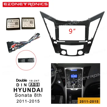 9 inç HYUNDAİ Sonata 8th 2011-2015 2Din araç DVD oynatıcı Çerçeve Ses Montaj Adaptörü Dash Trim Kitleri Facia Paneli Radyo Çalar