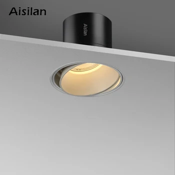 Aisilan LED gömme aydınlatma çerçevesiz 30 ° ayarlanabilir parlama önleyici ayrılabilir yatak odası koridor beyaz siyah dahili spot ışık