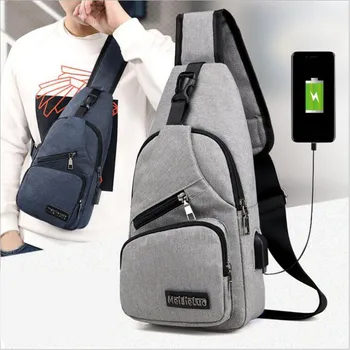 Anti Hırsızlık Göğüs Çantası omuz çantaları USB Şarj Crossbody Çanta Okul Kısa Seyahat Messenger Çanta