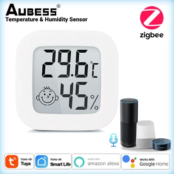 AUBESS Tuya ZigBee Sıcaklık Ve Nem Sensörü Dedektörü Akıllı Ev Termometre Higrometre Alexa Google Asistan İçin