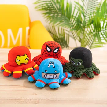 Avengers Süper Kahraman Peluş Bebek İki taraflı Çevirme Örümcek Adam Kaptan Amerika Yaratıcı Yastık Bebek çocuk Oyuncak