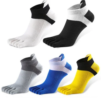 Ayak Çorap Erkekler Beş Parmak Çorap Örgü Nefes Pamuk Çorap Spor Koşu Düz Renk Siyah Beyaz Gri Mavi Sarı