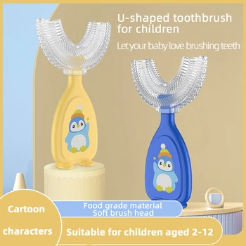 Bebek Silikon Diş Diş Fırçası Çocuklar 360 Derece U şeklinde Diş Fırçası Diş Ağız Bakımı Temizleme Aracı İçin Uygun 2-12 Yaşında